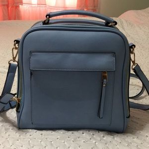Light blue 3 way backpack/purse/handbag